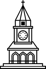 clock tower outline vector illustration line art