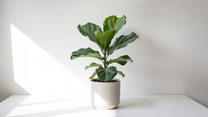 Blooming Aloe Vera in White Pot on Minimalist Background