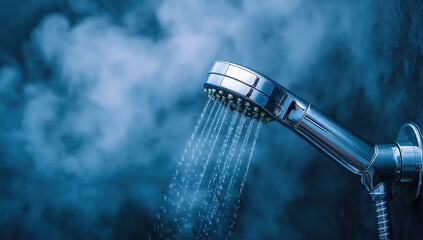 Hot shower head, steamy water spray