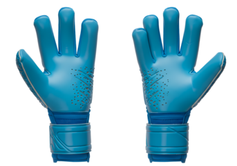 Pair of Light Blue Goalkeeper Gloves isolated on transparent baackground