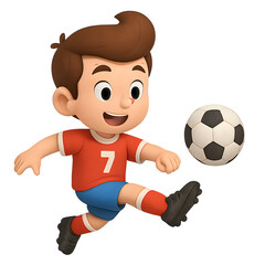 Excited Boy Playing Soccer And Enjoying The Outdoor Game