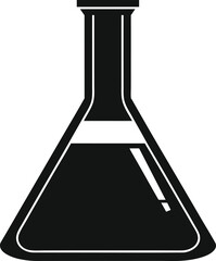 This sentence captures the main elements (test tube, flask, formula) and the style (vector, icon, silhouette) without using a colon