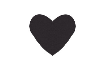 Black paper cut into a heart shape placed on a transparent background.