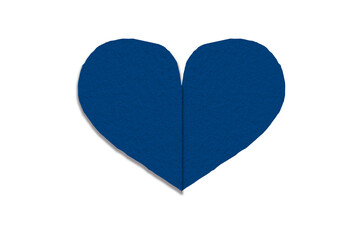 Blue paper cut into a heart shape placed on a transparent background.