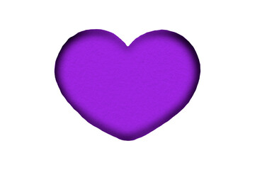 Purple paper cut into a heart shape placed on a transparent background.