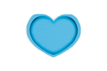 Light blue paper cut into a heart shape placed on a transparent background.