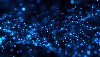 Fototapeta premium Abstract deep blue digital particles