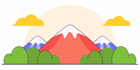 Colorful Mountain Vector Illustration &ndash; Vibrant Landscape Art of Nature and Peaks