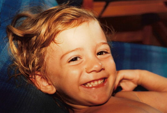 Nostalgic close-up of a happy girl, 90s vibe