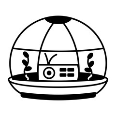 A linear style icon of biodome pod
