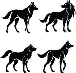 Wolf vector icon collection showing elegant stance, ideal for mobile UI.