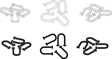 Magnet Isometric Vector Silhouettes