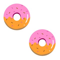 Two colorful donuts with pink and orange glaze, perfect for sweet-themed illustrations and food designs