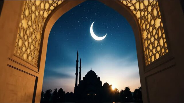 Mosque, Happy Islamic Eid Celebration. selamat Hari Raya Idul Adha Animation. Eid al Adha, Eid Al fitr.