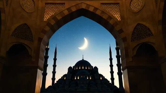 Mosque, Happy Islamic Eid Celebration. selamat Hari Raya Idul Adha Animation. Eid al Adha, Eid Al fitr.