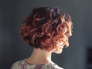 curly bob hairstyle beauty hair cut style salon volume waves woman model