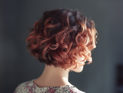 curly bob hairstyle beauty hair cut style salon volume waves woman model
