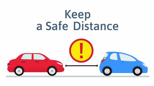 keep a safe distance cars  on the road cartoon animation video footage