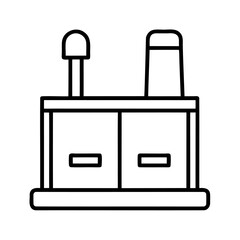 Simple minimalist industrial factory icon illustrating energy production and manufacturing processes