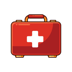 cartoon vector illustration of red medical kit bag