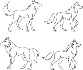  Wolf line art icons pack,  for versatile use.