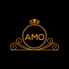 Initial AMO Letter Linked Logo for business and company identity. Modern AMO Letter Logo Vector Template with modern trendy golden logo.
