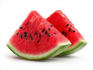 Two Juicy Watermelon Slices with Black Seeds