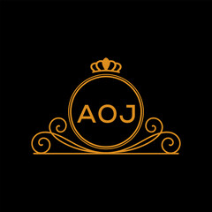 Initial AOJ Letter Linked Logo for business and company identity. Modern AOJ Letter Logo Vector Template with modern trendy golden logo.

