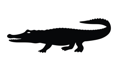 Alligator silhouette vector, Crocodile Black Silhouette vector