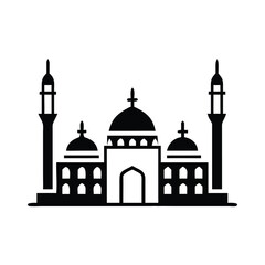 Taj Mahal mosque vector silhouette illustration depicting an iconic Indian temple monument for travel and tourism design