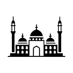 Taj Mahal mosque vector silhouette illustration depicting an iconic Indian temple monument for travel and tourism design