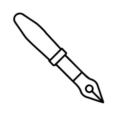 Simple black and white line art illustration of a classic fountain pen on white background