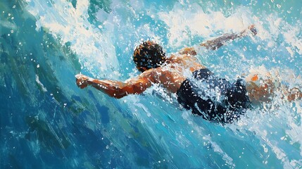 A swimmer navigating a powerful wave.