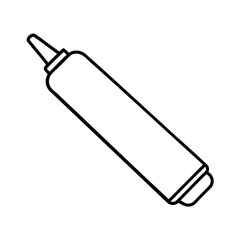 A simple black outline icon of a squeeze bottle isolated on a white background