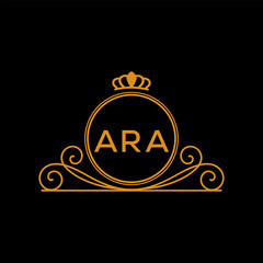 Initial ARA Letter Linked Logo for business and company identity. Modern ARA Letter Logo Vector Template with modern trendy golden logo.
