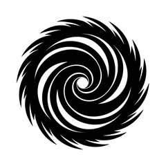 Abstract spiral design with sharp edges in black and white vector illustration