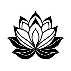 Elegant black and white lotus flower design ideal for yoga and meditation concepts