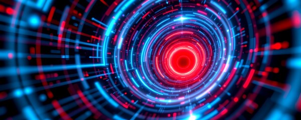 Fototapeta premium abstract red glowing vortex with blue lines background.