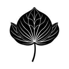 A stylized black and white leaf design vector illustration isolated on white background.