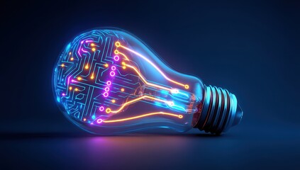Glowing lightbulb with circuit board inside
