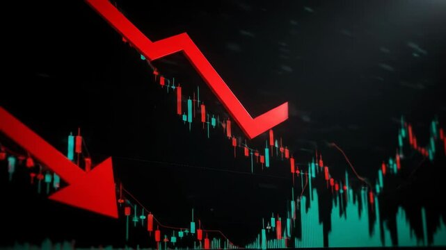Red downward trend chart business graphic
