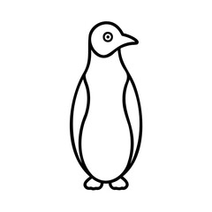 Simple minimalist outlined drawing of a cute penguin with a black outline on a white background