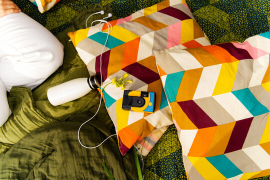 Colorful Pillows and Disposable Camera