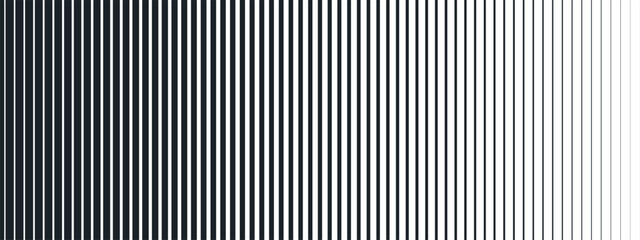 Black and white stripe composition with repeating line pattern. Gradient fade effect creates a clean background concept. Vector illustration © YEVHENIIA