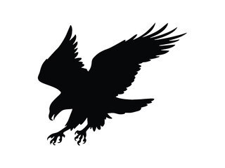 Landing Eagle Silhouette: Powerful Bird of Prey Symbol of Freedom and Majesty

