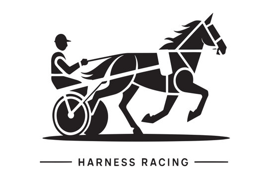Harness racing logo design horse and driver in silhouette