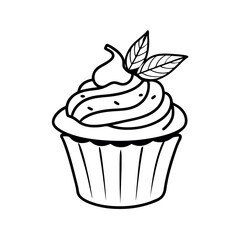 Cupcake Outline Clipart Bakery Treat Silhouette Design
