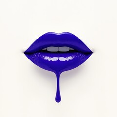 Close-up of Glossy Purple Lips with Dripping Lip Gloss