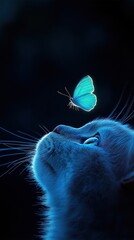 Serene Encounter: Cat and Butterfly