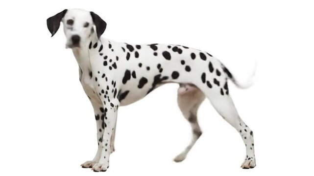 Stunning Full Body Shot of a Distinguished Dalmatian Against a Clean White Backdrop